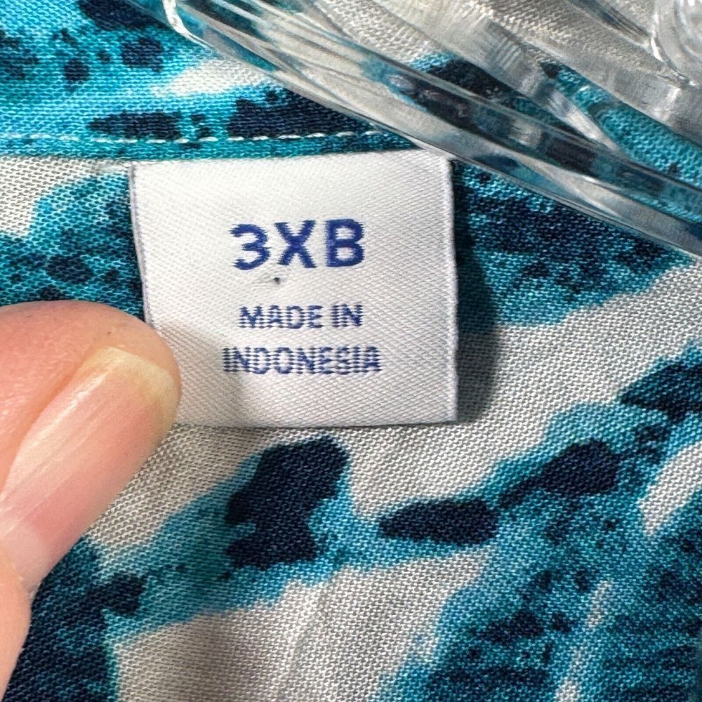Caribbean Camp Shirt Mens 3XB Blue White Tropical Palm Short Sleeve Button NWOT - Picture 7 of 9